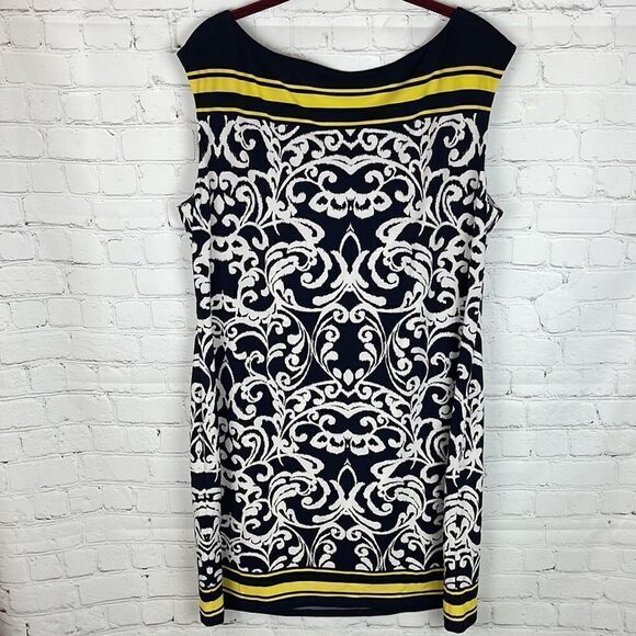 Jessica Howard Sleeveless Black and Yellow Patterned Dress Size XL - Picture 5 of 6